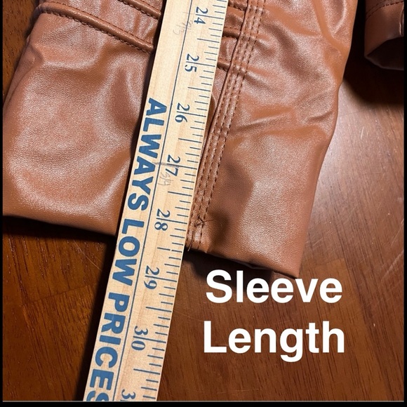 NWT WOMENS PLUS SIZE Brown Faux Leather Jacket with removable hood - Picture 9 of 9